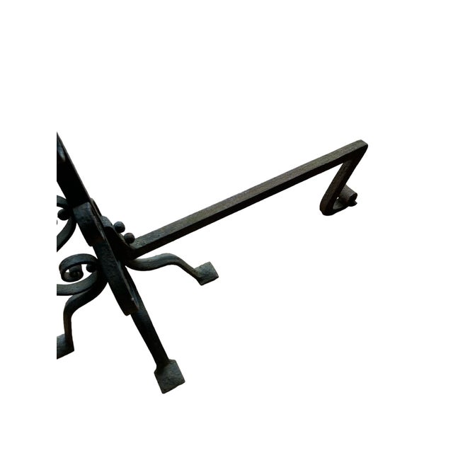 Large French Wrought Iron Fire Dogs, Set of 2 For Sale - Image 17 of 18