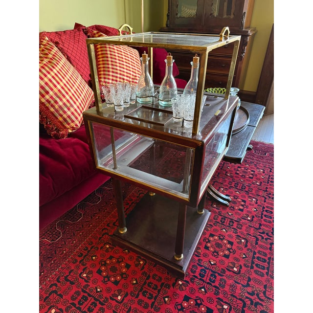 Antique Metamorphic Pop Up Bar Table Brass and Mahogany For Sale - Image 9 of 14