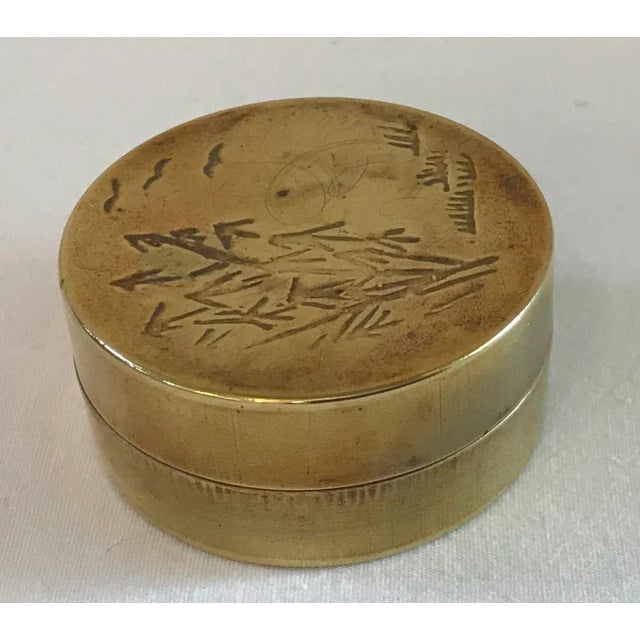 Vintage Asian Brass Trinket Box For Sale - Image 4 of 8