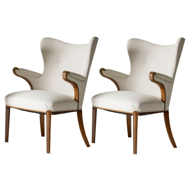 Set of Swedish Modern Easy Chairs, 1940s For Sale