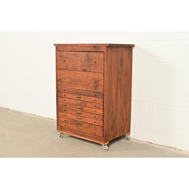 Antique Arts & Crafts Walnut 10-Drawer Flat File Cabinet, Circa 1900 For Sale - Image 16 of 16