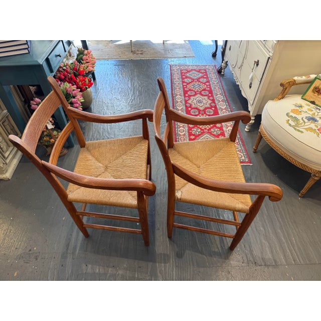 Mid-Century Modern 1970s Vintage Charles Webb Rush Seat Chairs For Sale - Image 3 of 4