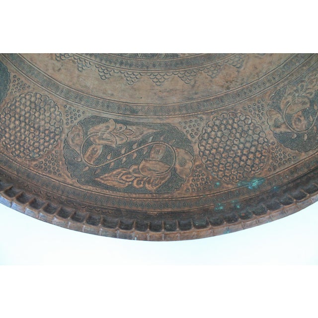 Copper Antique Finely Engraved Copper Tray Wall Hanging For Sale - Image 8 of 12