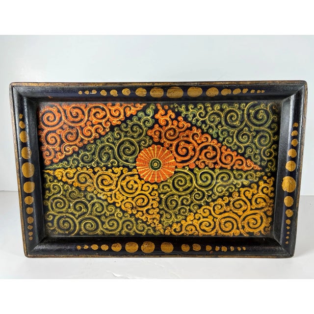 Early 21st Century Colorful Painted Tibetan Design Tray For Sale - Image 4 of 11