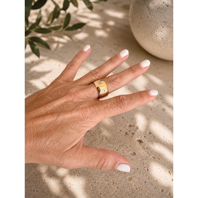 Antique Victorian 18k Gold Diamond Star-Set Gypsy Cigar Band Ring, Size 8.5 For Sale - Image 12 of 12