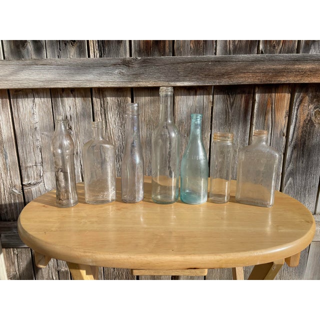 Early 20th Century Large Glass Apothecary Bottle Collection 7 Piece