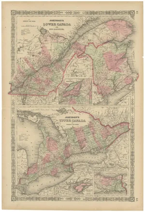 Historic Civil War Era Map of Canada with Great Lakes Detail, 1864