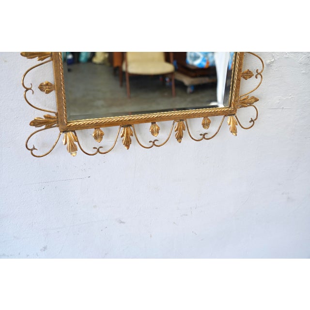 Vintage Hollywood Regency Belgian Gilt Iron Arch Mirror by Deknudt, for LaBarge Mirrors Inc. 1960's For Sale - Image 9 of 11