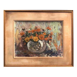 Marigolds, Oil on Board, Early 1900s For Sale