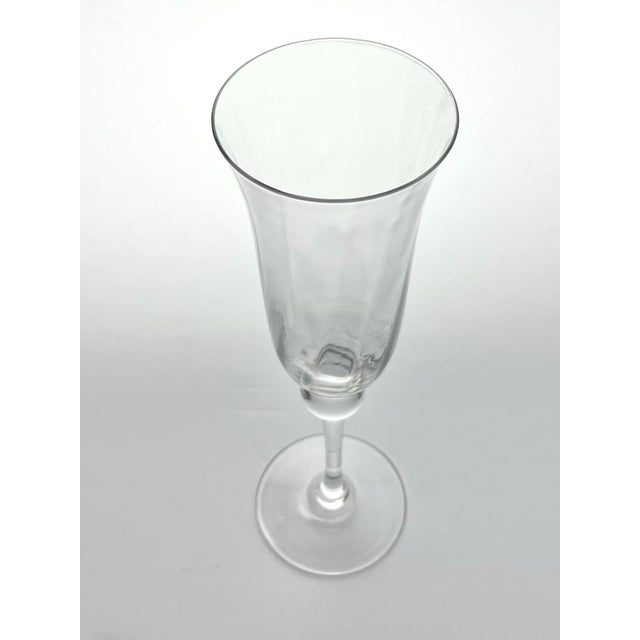 1970s Vintage Pair of Optic Ball Stem Fluted Champagne Glasses For Sale - Image 4 of 4