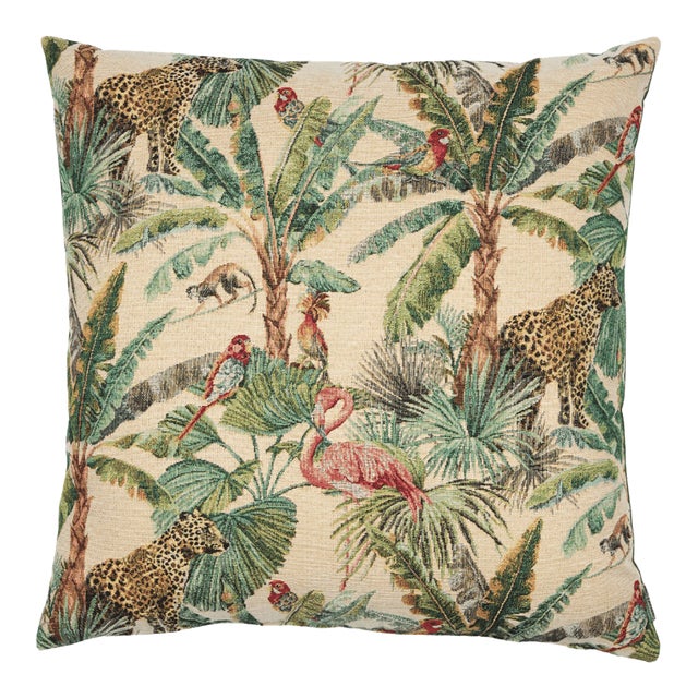 Tropical Jungle Woven Cushion With Fibre Filler - 55x55cm (22"x22") For Sale