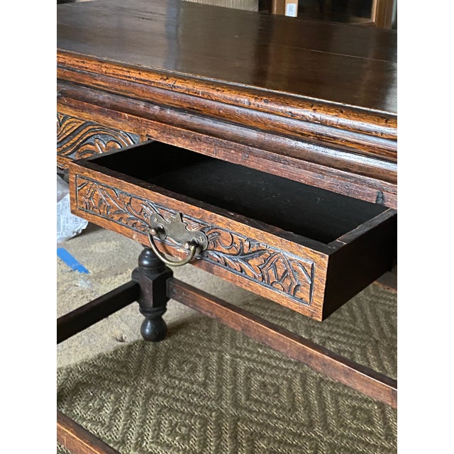Wood Antique English Console W Drawer 19th Century For Sale - Image 7 of 13