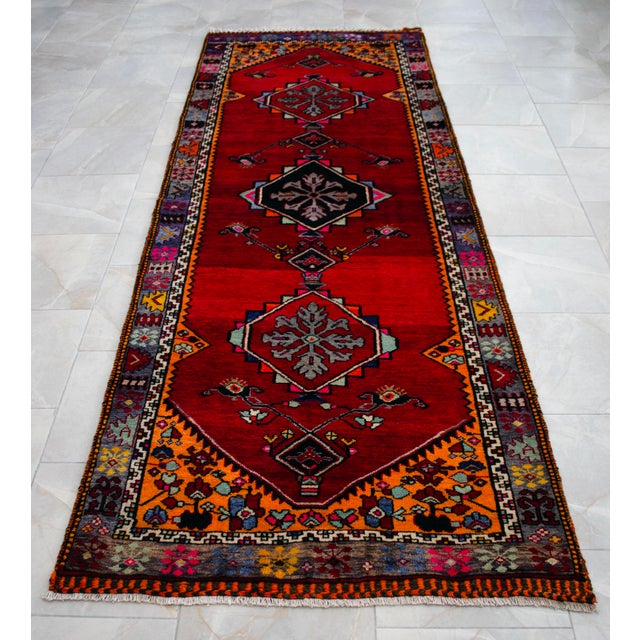 1950s Hand Knotted Turkish Rug for Hallway, Runner Rug, Bed Side Accent, Kitchen Rug - 3′8″ X 10′5″ For Sale - Image 6 of 17