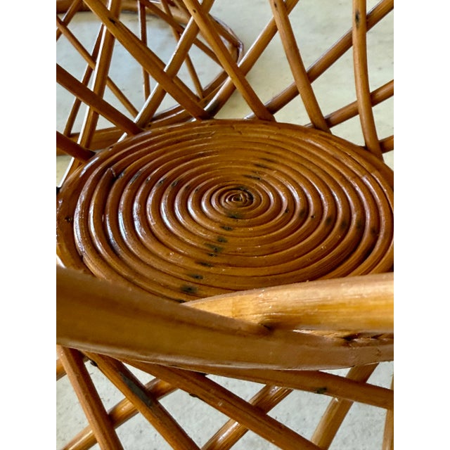 Wood Mid-20th Century Coastal Rattan Hourglass Side Tables-Pair For Sale - Image 7 of 12