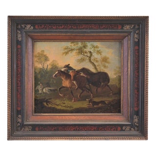 Equestrian Scene, 18th Century, Oil Painting on Canvas, Framed For Sale