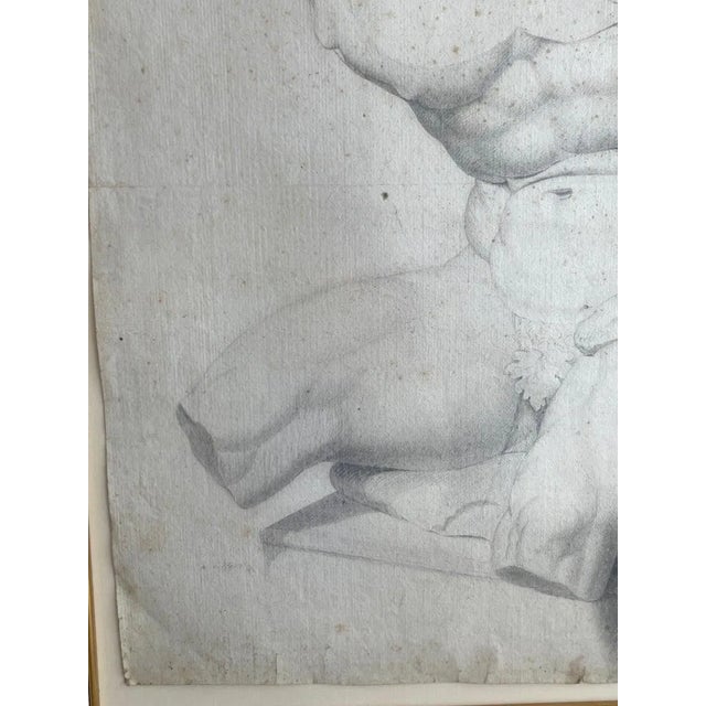 Grand Tour' Old Master Drawing of a Seated Male Nude Antique Statue Torso For Sale In West Palm - Image 6 of 7