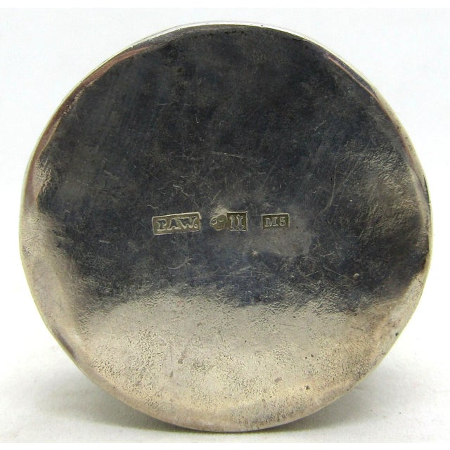 Mid 19th Century Antique Engraved Sterling Silver Round Pill Box For Sale - Image 4 of 6