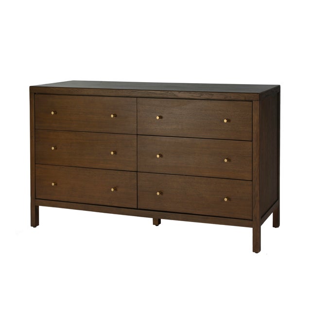 Mendel 60 in. W Rectangular Wood 6 Drawer Dresser, Walnut For Sale - Image 9 of 9