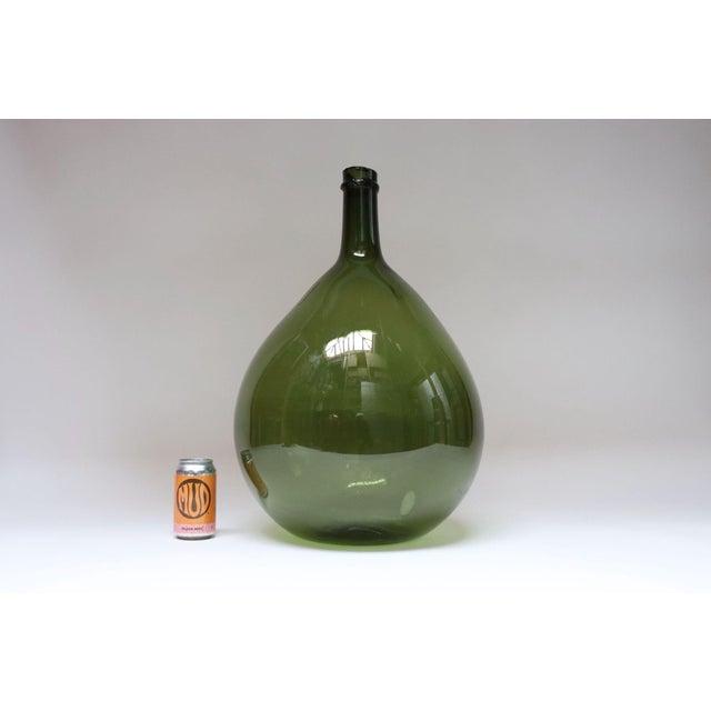Vintage Italian Green Blown Glass Bulbous Form Demijohn Carboy For Sale In New York - Image 6 of 18