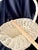 Hand Woven Vintage Uniquely Shaped Basket With Wood Bottom and Handle. For Sale - Image 4 of 14