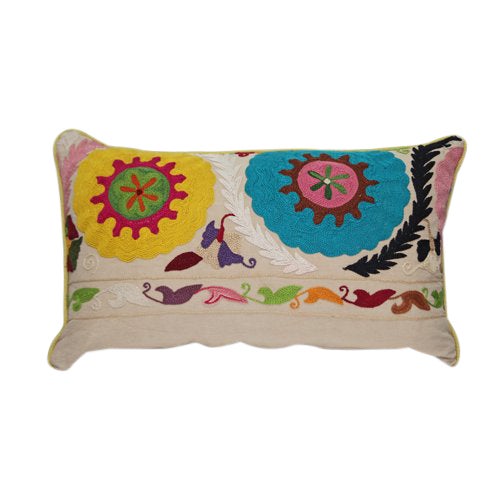 Bold Floral Crewel Embroidery Pillow Chairish