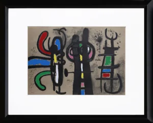 "Cartones 18: Personnage Et Oiseau" Framed Lithograph by Joan Miro