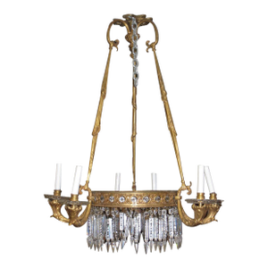 Antique French Louis XVI Style 6-Light Gilt Bronze Chandelier