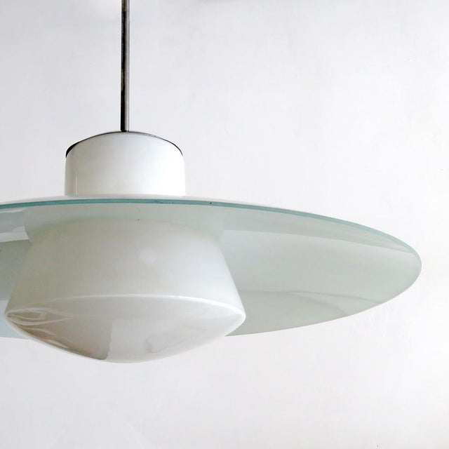 Metal Kandem Glass Pendant Light, 1930 For Sale - Image 7 of 10