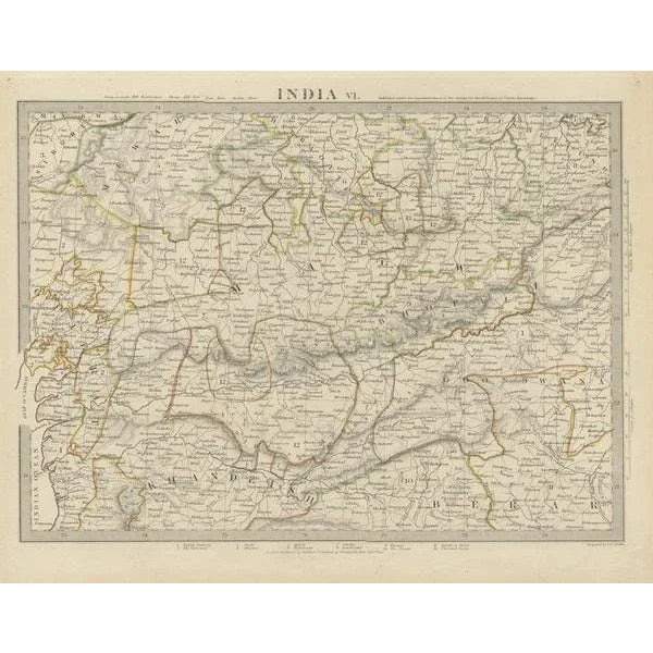 Early 19th Century Antique Map of the Region of Malwa in India, 1833 For Sale - Image 5 of 6