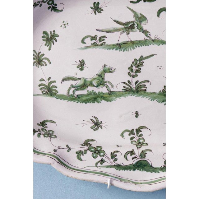 Green Grotesque Oval Dish from Moustiers Faience, 1740s For Sale - Image 4 of 8