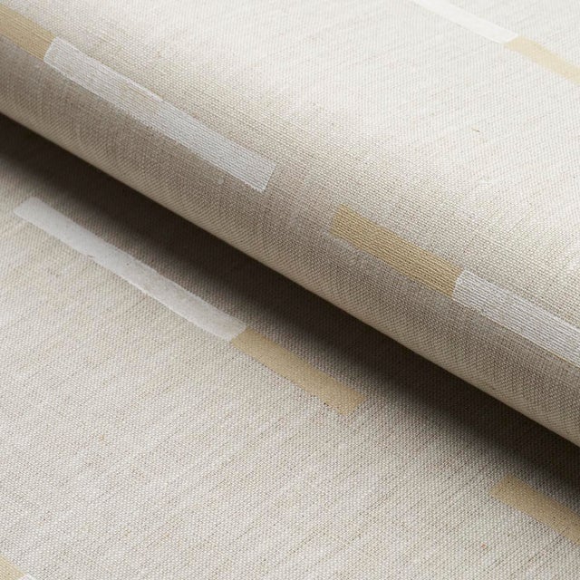 Schumacher SAMPLE - Schumacher x Caroline Z Hurley Overlapping Dashes Fabric In Buff For Sale - Image 4 of 4