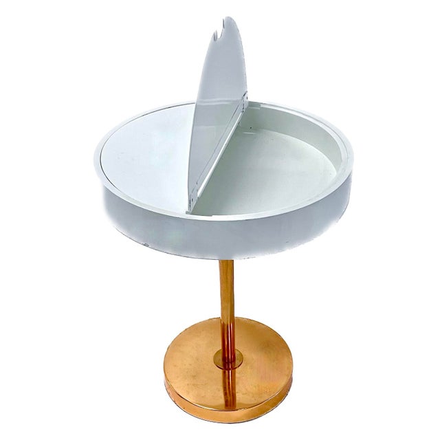 Mid-Century Modern Style Round Compartment Side Table For Sale - Image 4 of 6