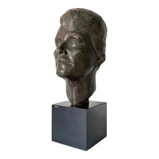 70's H. W. Hauptman Plaster Female Bust Sculpture For Sale