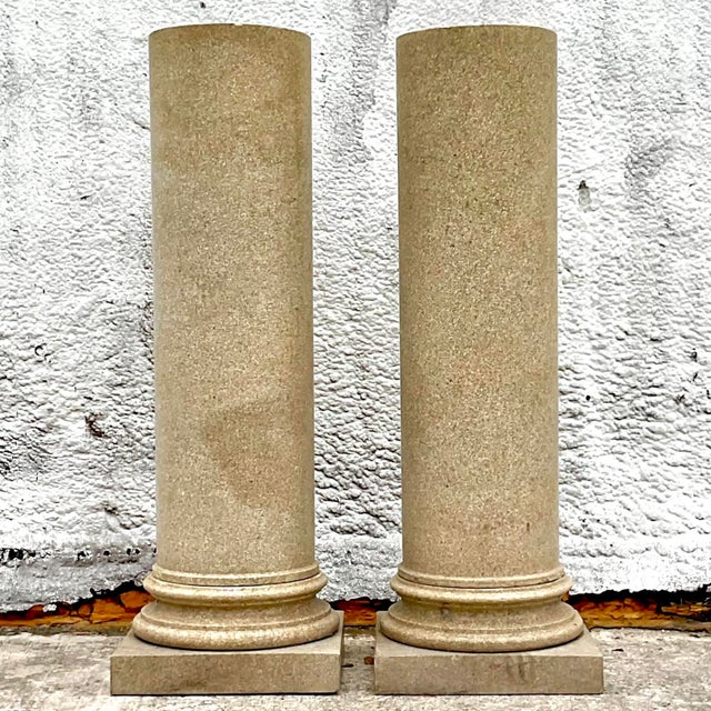 Traditional Vintage Regency Solid Granite Columns - a Pair For Sale - Image 3 of 9