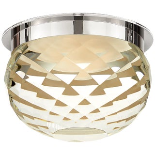 Visual Comfort Signature Hillam 5.5" Solitaire Flush Mount in Polished Nickel with Crystal For Sale