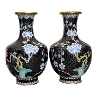 Made in Japan Cloissonne Vases - A Pair For Sale