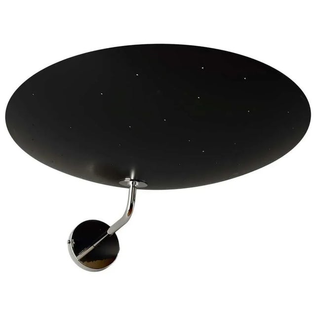 Pierre Disderot Model #2059 Large Perforated Wall Lamp in Black and Chrome For Sale In Los Angeles - Image 6 of 6