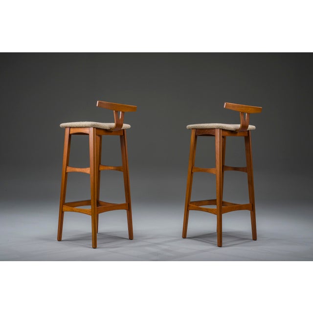 Dyrlund Danish Modern Teak Bar Stools by Dyrlund, Denmark, 1960s, Set of 2 For Sale - Image 4 of 14