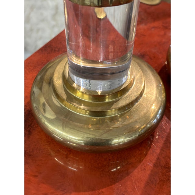 Lucite and Brass Candlestick Prickets Attributed to Dolbi and Cashier For Sale - Image 13 of 16
