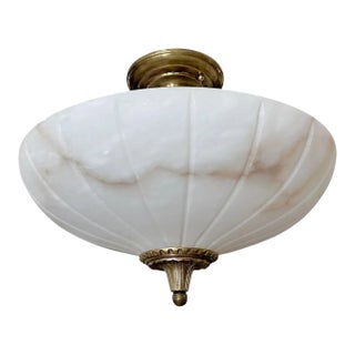 1970s French Directoire Style Alabaster Flushmount Ceiling Light For Sale
