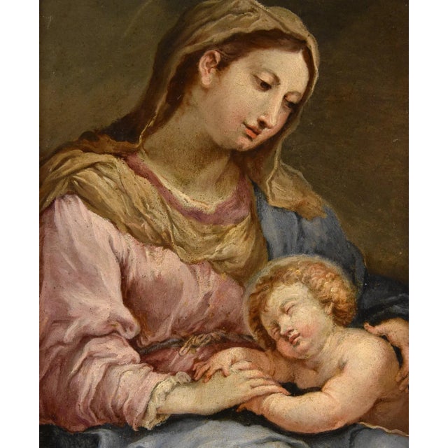 Circle of Sebastiano Conca, Madonna and Child, Oil on Copper, 1740, Framed For Sale - Image 9 of 13