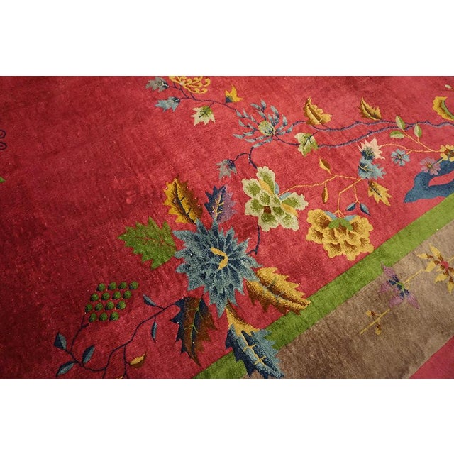 Textile Beautifully Crafted Modern Fuschia Background Rug and Vibrant Multicolor Accents Floral Design For Sale - Image 7 of 12