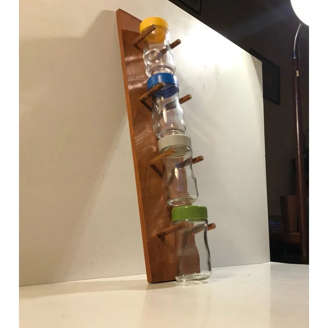 Brown Wall Mounted Spice Rack in Teak by Lüthje Denmark, 1960s, Set of 5 For Sale - Image 8 of 8