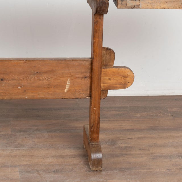 Rustic 20th Century Narrow Workbench Console Table For Sale - Image 14 of 16