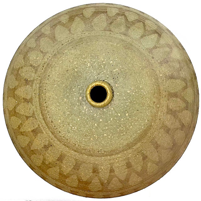 Olive 1970's Massive Hand-Crafted Stoneware Vessel With Geometric Decoration by Ken Edwards Montana Potter For Sale - Image 8 of 12