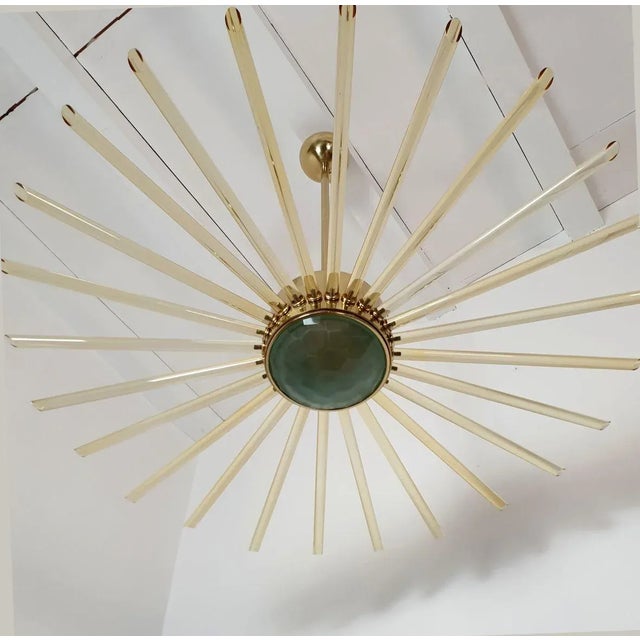 1980s Glass and Brass Sputnik Large Chandelier, Italy 1980s For Sale - Image 5 of 11