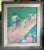 Vintage 1965 oil painting on canvas panel of football players. Dated on the back. In handmade solid wood frame. Painting...