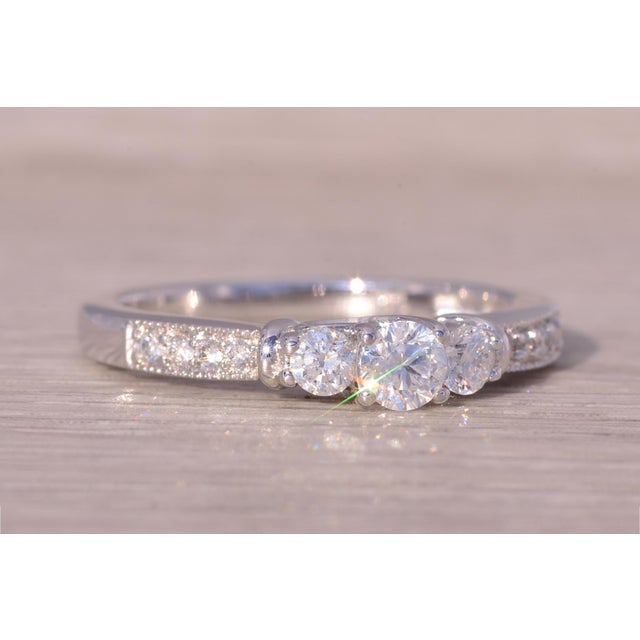 Silver The Gateshead: Contemporary Past Present Future Natural Diamond Ring in White Gold For Sale - Image 8 of 11