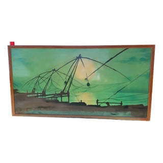 Unknown, Green Background, 1970, Lacquer on Panel For Sale