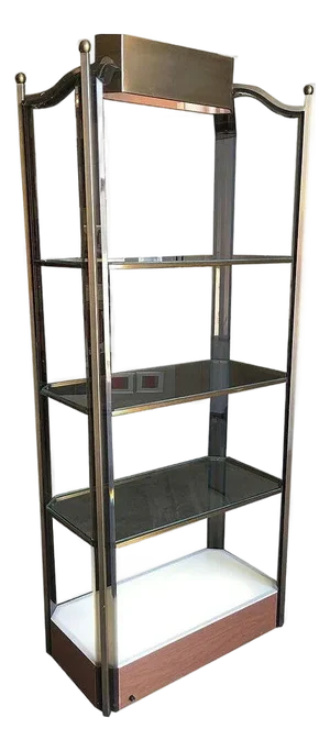 1970s Bronze Glass Light Up Shelf Etagere W/ Smoked Acrylic Accents